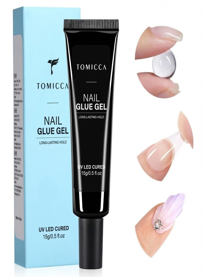 TOMICCA 4-in-1 Solid Gel Nail Glue for Press On Nails, Super Strong Hold Clear Adhesive, UV/LED Gel, Long Lasting, 15g for DIY & Salon Use - Image 1